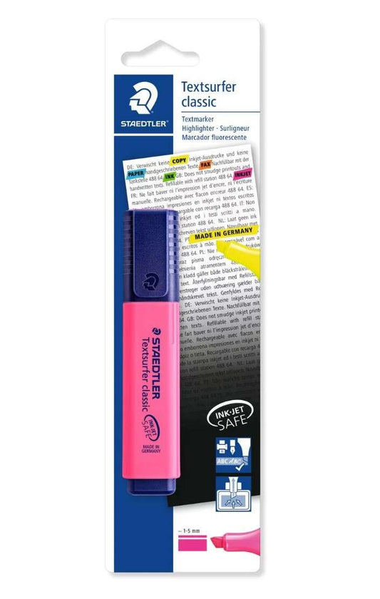 Staedtler Textsurfer Classic 364 Marcador Fluorescente - Punta Biselada 1 - 5mm Aprox - Secado Rapido - Color Rosa Fluorescente