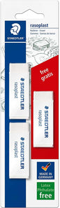 Staedtler Rasoplast 526 Pack de 3 Gomas de Borrar - Borrado de Alta Calidad - Minimos Residuos - Color Blanco
