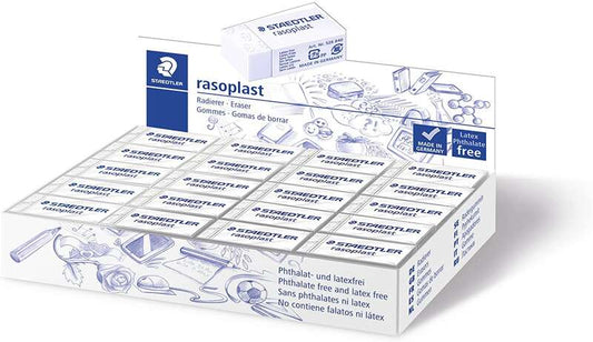 Staedtler Rasoplast 526 B40 Goma de Borrar - Borrado de Alta Calidad - Minimos Residuos - Color Blanco - Cantidad: 40