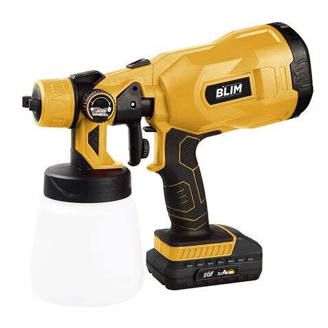 Blim Pistola para Pintar a Bateria 120W 20V 2Ah - Deposito 800ml - Boquilla de 1,8mm Max. - Maxima Viscosidad 60 din/sec - Manejo Sencillo