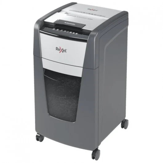 Rexel Optimum AutoFeed 225X Destructora Automatica Corte en Particulas P-4 - Autoalimentacion 225 Hojas, Manual 10 Hojas - Anti Atasco - Papelera de 60L - Color Gris/Plata