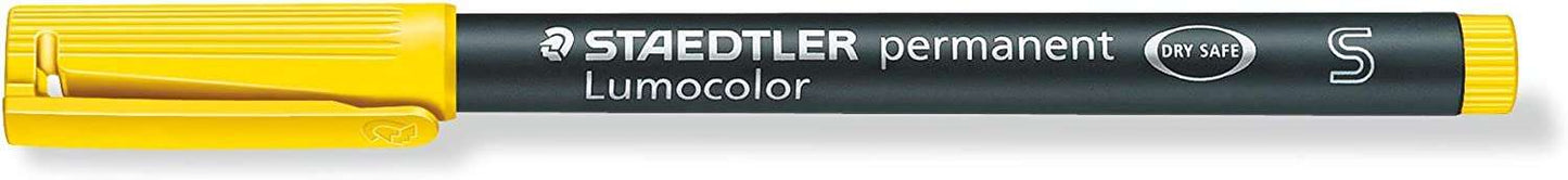 Staedtler Lumocolor Permanent 313 Rotulador Permanente de Punta Fina - Trazo 0.4mm Aprox - Secado Rapido - Color Amarillo - Cantidad: 10