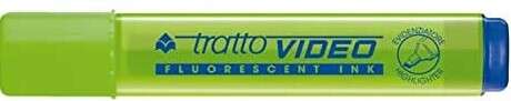Tratto Video Marcador Fluorescente - Punta Biselada - Tinta Base de Agua - Secado Rapido - Color Verde Lima Fluorescente - Cantidad: 12