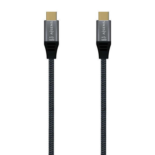 Aisens Cable USB 3.2 GEN2x2 Aluminio 20GBPS 5A 100W E-MARK - TIPOUSB-C/M-USB-C/M - 2.0M - Color Gris