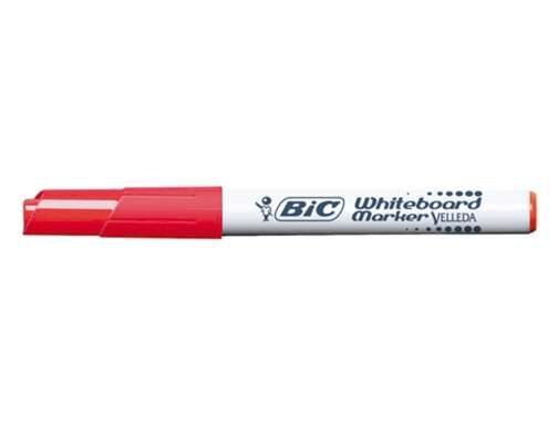 Bic Velleda 1741 Marcador para Pizarra - Punta de 4.5 mm - Trazo 1.4mm - Tinta con Base de Acetona - Borrado Optimo - Larga Duracion - Color Rojo - Cantidad: 12