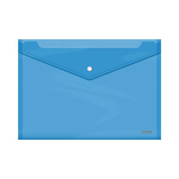 Dohe Sobre Portadocumentos Folio+ - Cierre de Broche - Polipropileno Cristal Transparente 150 Micras - Color Azul