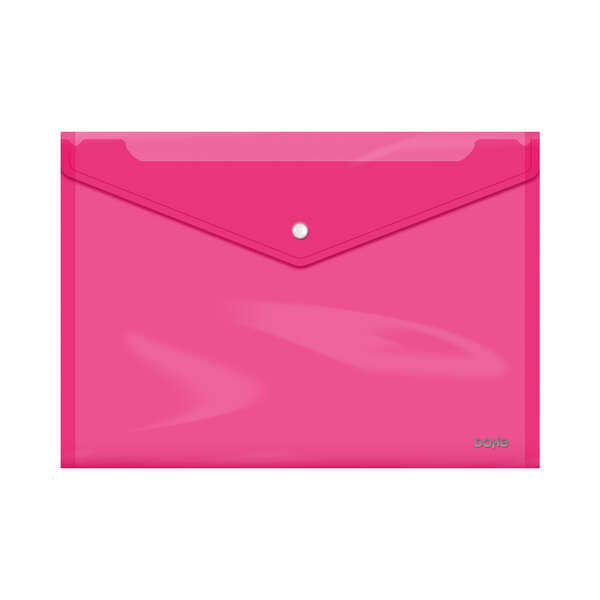 Dohe Sobre Portadocumentos Folio+ - Cierre de Broche - Polipropileno Cristal Transparente 150 Micras - Color Rosa