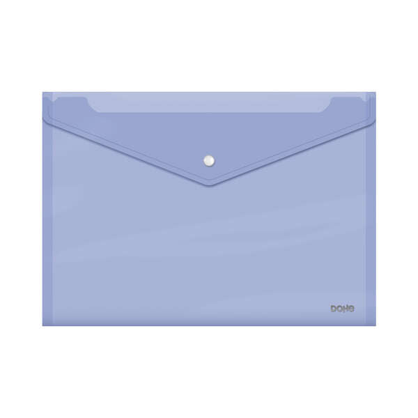 Dohe Sobre Portadocumentos Folio+ - Cierre de Broche - Polipropileno Cristal Transparente 150 Micras - Color Morado