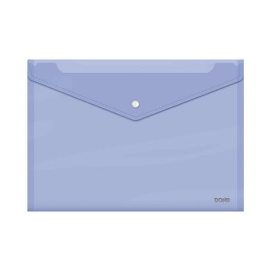 Dohe Sobre Portadocumentos Folio+ - Cierre de Broche - Polipropileno Cristal Transparente 150 Micras - Color Morado