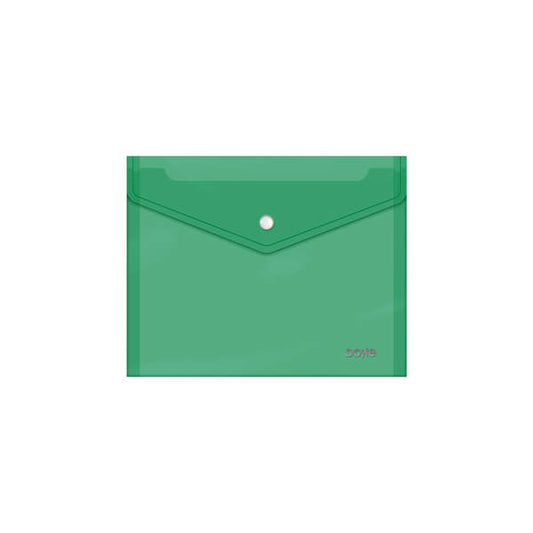 Dohe Sobre Portadocumentos A5 - Cierre de Broche - Polipropileno Cristal Transparente 150 Micras - Color Verde