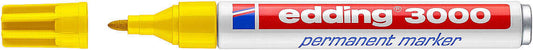 Edding 3000 Rotulador Permanente - Punta Redonda de 1.5mm - Trazo entre 1.5 y 3mm - Recargable - Secado Rapido - Color Amarillo - Cantidad: 10
