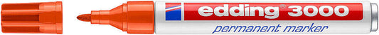 Edding 3000 Rotulador Permanente - Punta Redonda de 1.5mm - Trazo entre 1.5 y 3mm - Recargable - Secado Rapido - Color Naranja - Cantidad: 10
