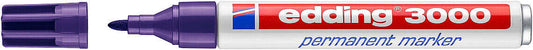 Edding 3000 Rotulador Permanente - Punta Redonda de 1.5mm - Trazo entre 1.5 y 3mm - Recargable - Secado Rapido - Color Violeta - Cantidad: 10