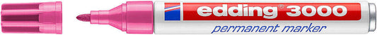 Edding 3000 Rotulador Permanente - Punta Redonda de 1.5mm - Trazo entre 1.5 y 3mm - Recargable - Secado Rapido - Color Rosa - Cantidad: 10