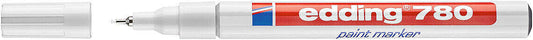 Edding 780 Rotulador Permanente de Tinta Opaca - Punta Redonda - Trazo 0.8mm - Puntas de Recambio Disponibles - Secado Rapido - Color Blanco - Cantidad: 10