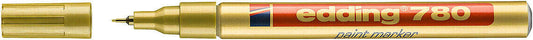 Edding 780 Rotulador Permanente de Tinta Opaca - Punta Redonda - Trazo 0.8mm - Puntas de Recambio Disponibles - Secado Rapido - Color Oro - Cantidad: 10