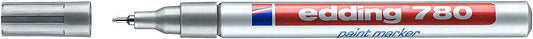 Edding 780 Rotulador Permanente de Tinta Opaca - Punta Redonda - Trazo 0.8mm - Puntas de Recambio Disponibles - Secado Rapido - Color Plata - Cantidad: 10