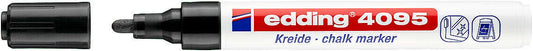 Edding 4095 Rotulador de Tiza Liquida - Punta Redonda - Trazo entre 2 y 3mm - Olor Neutro  - Color Negro - Cantidad: 10