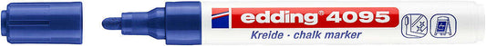 Edding 4095 Rotulador de Tiza Liquida - Punta Redonda - Trazo entre 2 y 3mm - Olor Neutro  - Color Azul - Cantidad: 10
