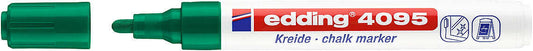 Edding 4095 Rotulador de Tiza Liquida - Punta Redonda - Trazo entre 2 y 3mm - Olor Neutro  - Color Verde - Cantidad: 10