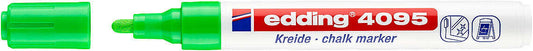 Edding 4095 Rotulador de Tiza Liquida - Punta Redonda - Trazo entre 2 y 3mm - Olor Neutro  - Color Verde Claro - Cantidad: 10