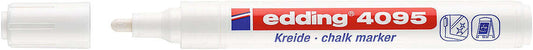 Edding 4095 Rotulador de Tiza Liquida - Punta Redonda - Trazo entre 2 y 3mm - Olor Neutro  - Color Blanco - Cantidad: 10