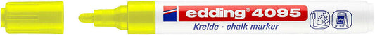 Edding 4095 Rotulador de Tiza Liquida - Punta Redonda - Trazo entre 2 y 3mm - Olor Neutro  - Color Amarillo Neon - Cantidad: 10