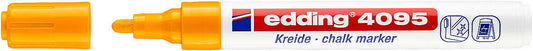 Edding 4095 Rotulador de Tiza Liquida - Punta Redonda - Trazo entre 2 y 3mm - Olor Neutro  - Color Naranja Neon - Cantidad: 10