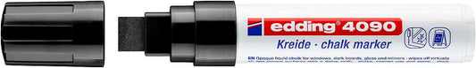 Edding 4090 Rotulador de Tiza Liquida - Punta Biselada - Trazo entre 4 y 15mm - Olor Neutro - Color Negro - Cantidad: 5