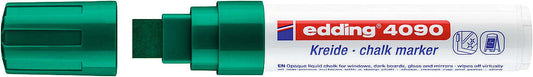 Edding 4090 Rotulador de Tiza Liquida - Punta Biselada - Trazo entre 4 y 15mm - Olor Neutro - Color Verde - Cantidad: 5