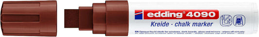 Edding 4090 Rotulador de Tiza Liquida - Punta Biselada - Trazo entre 4 y 15mm - Olor Neutro - Color Marron - Cantidad: 5