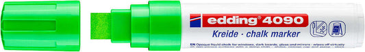 Edding 4090 Rotulador de Tiza Liquida - Punta Biselada - Trazo entre 4 y 15mm - Olor Neutro - Color Verde Claro - Cantidad: 5