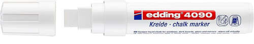 Edding 4090 Rotulador de Tiza Liquida - Punta Biselada - Trazo entre 4 y 15mm - Olor Neutro - Color Blanco - Cantidad: 5