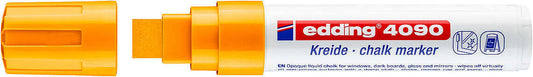 Edding 4090 Rotulador de Tiza Liquida - Punta Biselada - Trazo entre 4 y 15mm - Olor Neutro - Color Naranja Neon - Cantidad: 5