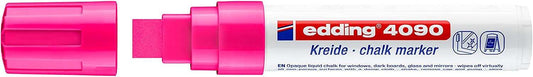 Edding 4090 Rotulador de Tiza Liquida - Punta Biselada - Trazo entre 4 y 15mm - Olor Neutro - Color Rosa Neon - Cantidad: 5