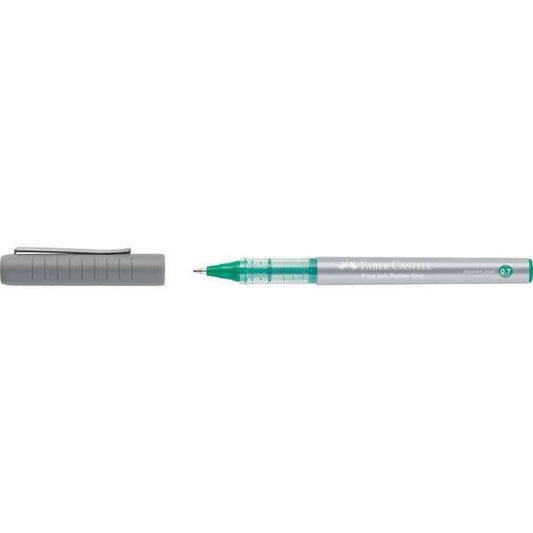 Faber-Castell Roller Free Ink Boligrafo de Tinta Liquida - Punta Conica 0,7mm - Ancho de Linea Fino - Clip de Metal - Color Verde