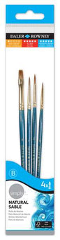 Daler Rowney Simply Pack de 4 Pinceles de Marta - Diseño Ergonomico - Color Azul