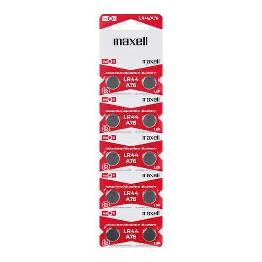 Maxell Pack de 10 Pilas Alcalinas de Boton LR44 1.5V