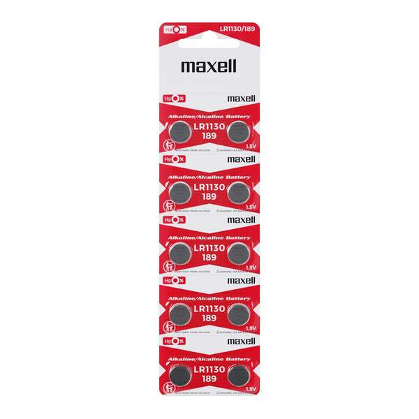 Maxell Pack de 10 Pilas Alcalinas de Boton LR1130 1.5V