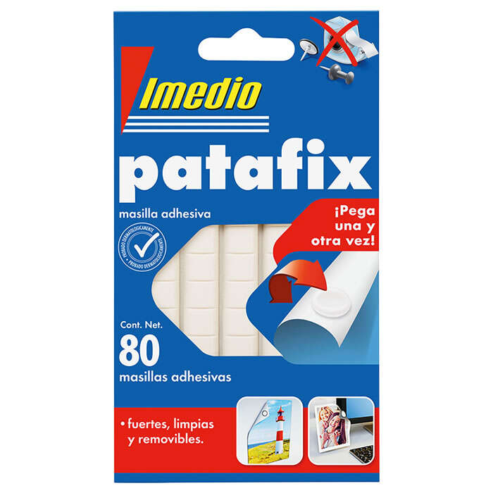 Imedio Patafix Masilla Adhesiva Blanca - Fuertes, Limpias y Removibles - 80 Piezas - Cantidad: 12