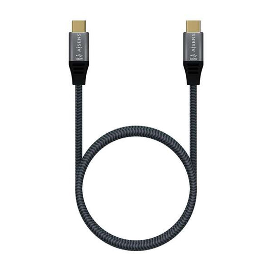Aisens Cable USB 3.2 Gen2x2 Aluminio 20Gbps 8K@30Hz 5A 100W E-Mark, Tipo USB-C/M-USB-C/M - 1.0m - Color Gris