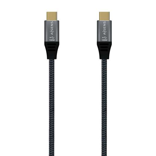 Aisens Cable USB 3.2 Gen2x2 Aluminio 20Gbps 8K@30Hz 5A 100W E-Mark, Tipo USB-C/M-USB-C/M - 1.5m - Color Gris