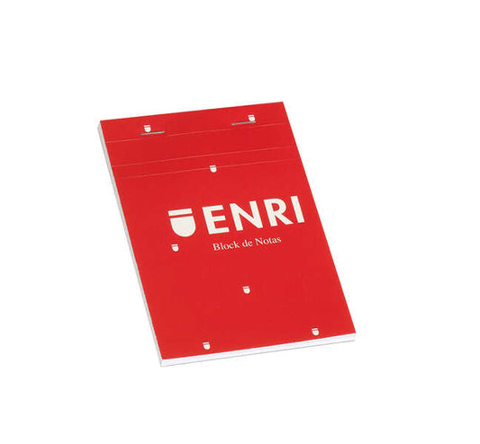 Enri Bloc de Notas Grapado Formato A6 Liso - 80 Hojas Microperforadas - Tapa Blanda Roja
