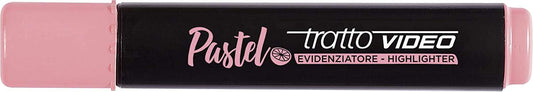 Tratto Video Pastel Marcador Fluorescente - Punta Biselada - Tinta al Agua - Secado Rapido - Color Rosa Pomelo - Cantidad: 12