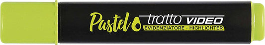 Tratto Video Pastel Marcador Fluorescente - Punta Biselada - Tinta al Agua - Secado Rapido - Color Verde Aguacate - Cantidad: 12