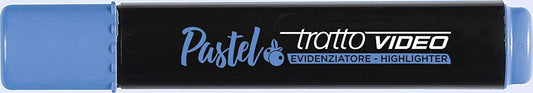 Tratto Video Pastel Marcador Fluorescente - Punta Biselada - Tinta al Agua - Secado Rapido - Color Azul Arandano - Cantidad: 12