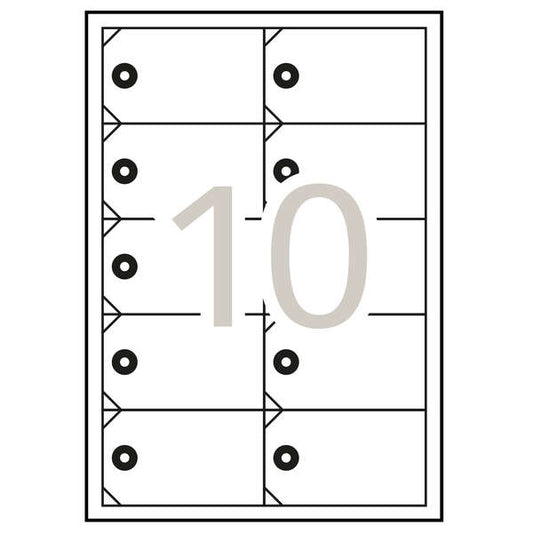 Apli Pack de 100 Etiquetas Colgantes Imprimibles 98x57mm - 10 Hojas x 10 Etiquetas - Cartulina Microperforada de 200g/m² - Color Blanco