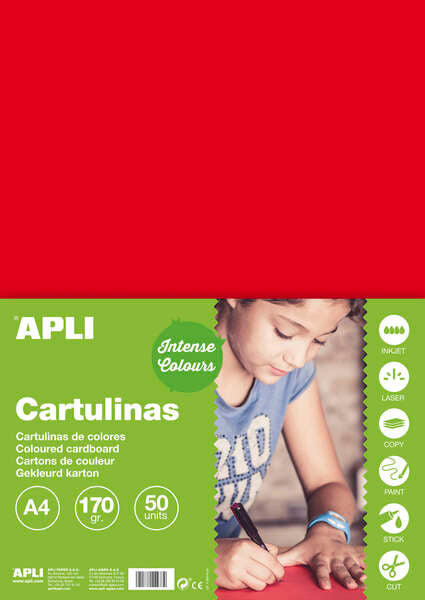 Apli Cartulina Roja A4 170g 50 Hojas