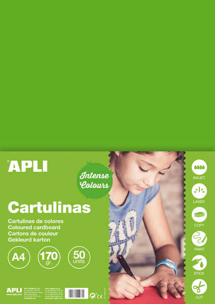 Apli Cartulina Verde Hierba A4 170g 50 Hojas