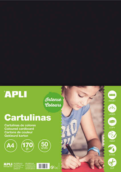 Apli Cartulina Negra A4 170g 50 Hojas